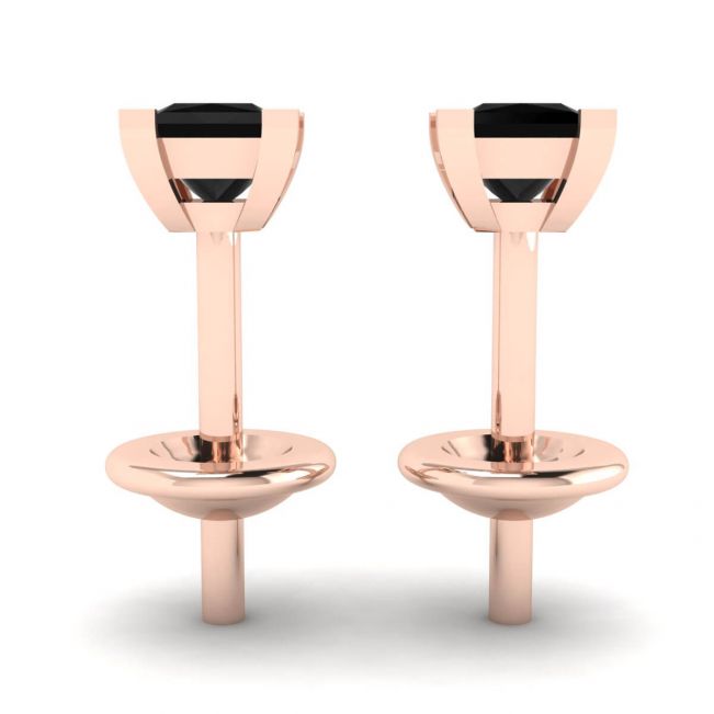 4 mm schwarze Diamant-Ohrstecker im Princess-Schliff aus Roségold - Foto 1