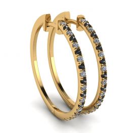 Creolen mit schwarzen und weißen Diamanten aus Gelbgold Creolen mit schwarzen und weißen Diamanten aus Gelbgold