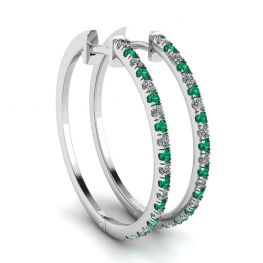Diamant- und Smaragd-Creolen aus Weißgold