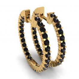 Schwarze Diamant-Creolen aus Gelbgold
