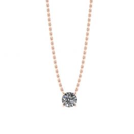 Klassische Solitär-Diamant-Halskette an dünner Kette aus Roségold