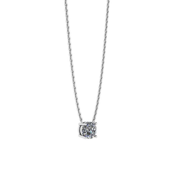 Klassische Solitär-Diamant-Halskette an dünner Kette, More Image 0