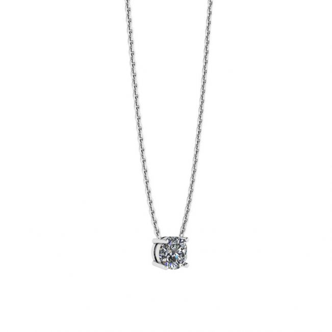 Klassische Solitär-Diamant-Halskette an dünner Kette - Foto 1