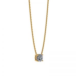 Klassische Solitär-Diamant-Halskette an dünner Kette aus Gelbgold - Foto 1