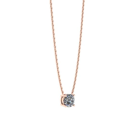 Klassische Solitär-Diamant-Halskette an dünner Kette aus Roségold,  Bild vergrößern 2