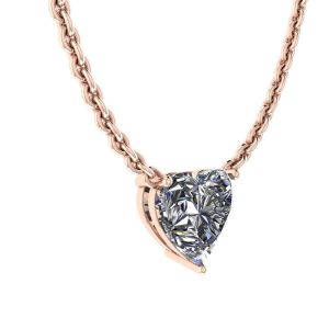 Herz-Diamant-Solitär-Halskette an dünner Kette aus Roségold - Foto 1