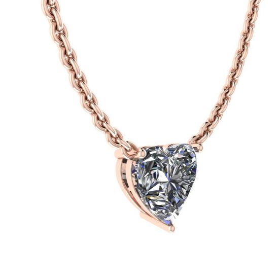 Herz-Diamant-Solitär-Halskette an dünner Kette aus Roségold,  Bild vergrößern 2