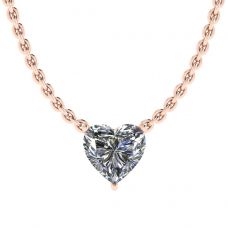 Herz-Diamant-Solitär-Halskette an dünner Kette aus Roségold