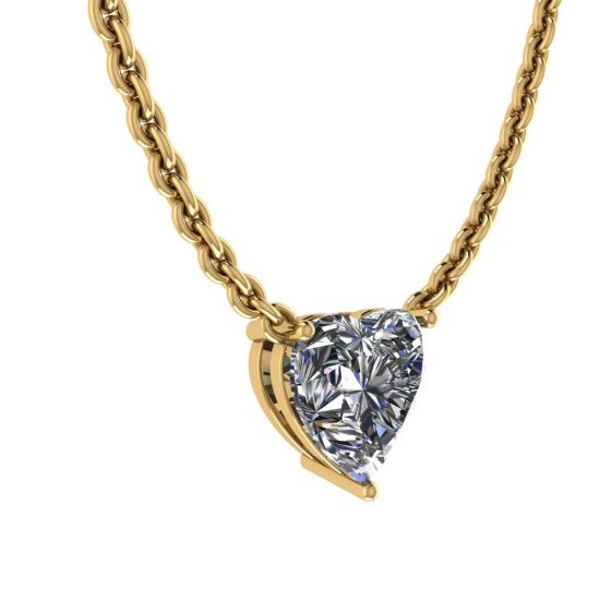 Herz-Diamant-Solitär-Halskette an dünner Kette aus Gelbgold,  Bild vergrößern 2