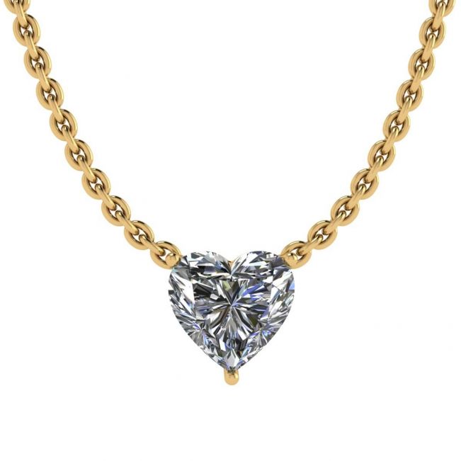 Herz-Diamant-Solitär-Halskette an dünner Kette aus Gelbgold