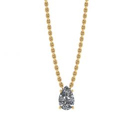 Birnen-Diamant-Solitär-Halskette an dünner gelber Kette