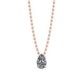 Birnen-Diamant-Solitär-Halskette an dünner Rosenkette