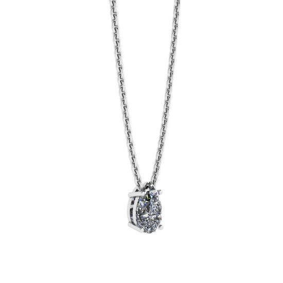 Birnen-Diamant-Solitär-Halskette an dünner Kette, More Image 0