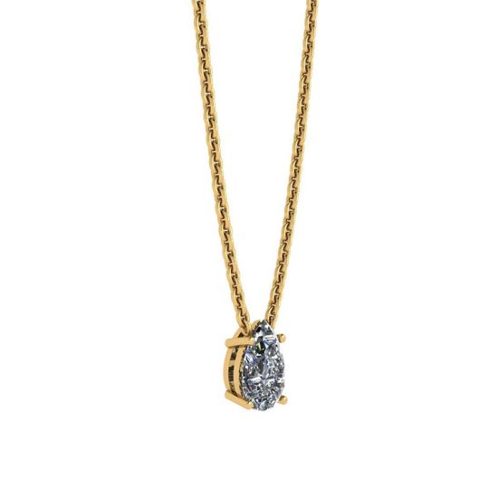 Birnen-Diamant-Solitär-Halskette an dünner gelber Kette,  Bild vergrößern 2