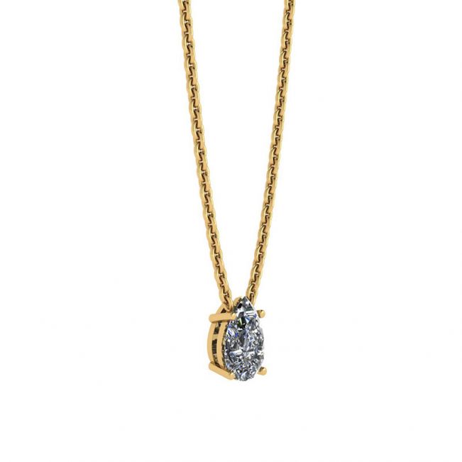 Birnen-Diamant-Solitär-Halskette an dünner gelber Kette - Foto 1