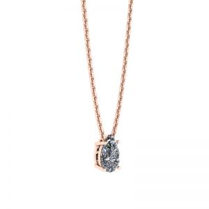 Birnen-Diamant-Solitär-Halskette an dünner Rosenkette - Foto 1