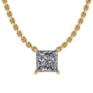 Prinzessinnen-Diamant-Solitär-Halskette an dünner Kette aus Gelbgold