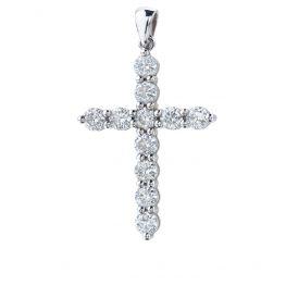 Kreuzhalskette mit 11 Diamanten