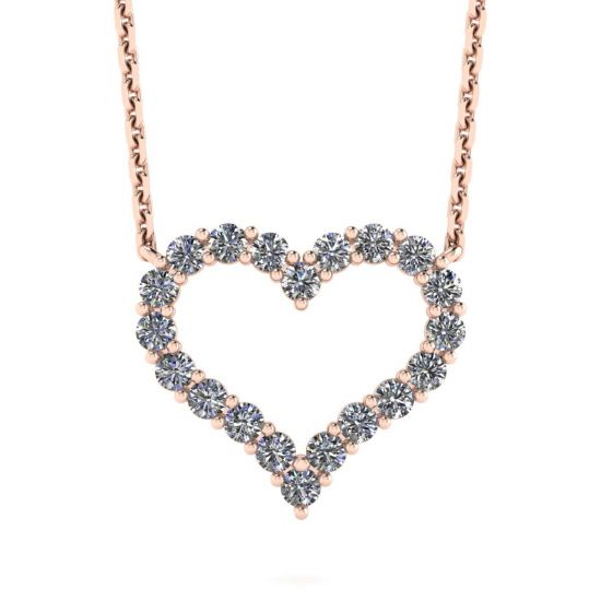 Diamant-Herz-Halskette aus 18 Karat Roségold, Bild vergrößern 1
