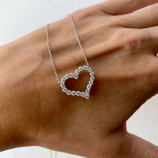 Diamant-Herz-Halskette aus 18 Karat Roségold,  Bild vergrößern 2