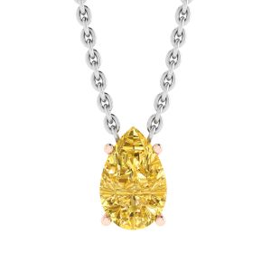 Birnenförmige Halskette mit ausgefallenen gelben Diamanten aus Roségold