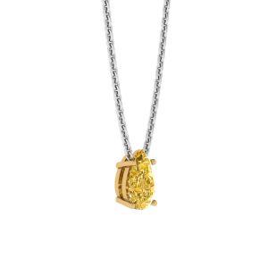 Birnenförmige Halskette mit ausgefallenen gelben Diamanten aus Gelbgold - Foto 1