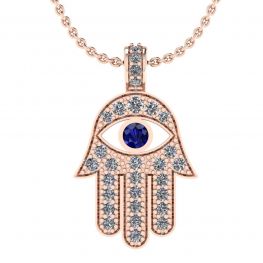 Hamsa-Anhänger mit Diamanten und Saphiren aus Roségold