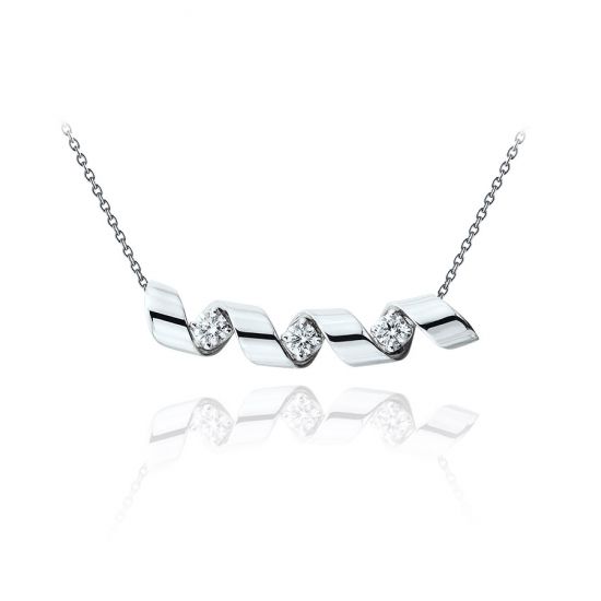 Smile-Halskette mit 3 Diamanten – Ruban-Kollektion