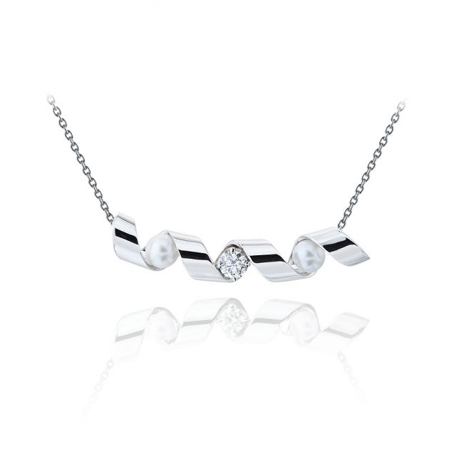 Smile-Halskette mit Diamant und Meeresperlen – Ruban-Kollektion