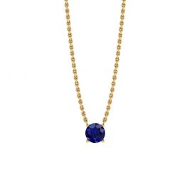 1/2 Karat runder Saphir an einer Gelbgoldkette
