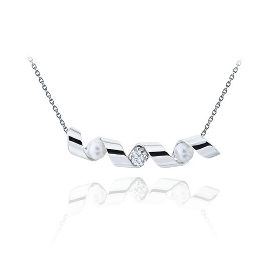 Smile-Halskette mit 0,33 ct Diamant und Meeresperlen – Ruban-Kollektion
