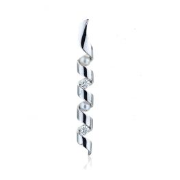Langer Anhänger mit Diamanten und Meeresperlen – Ruban-Kollektion