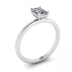 Diamantring im Smaragdschliff, Weißgold - Foto 3