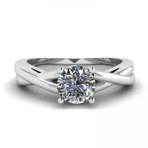 X-Kreuzring mit rundem Diamant