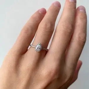 Birnen-Diamantring mit Heiligenschein - Foto 4