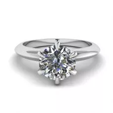 Runder Diamant-Verlobungsring mit 6 Zinken aus Weißgold
